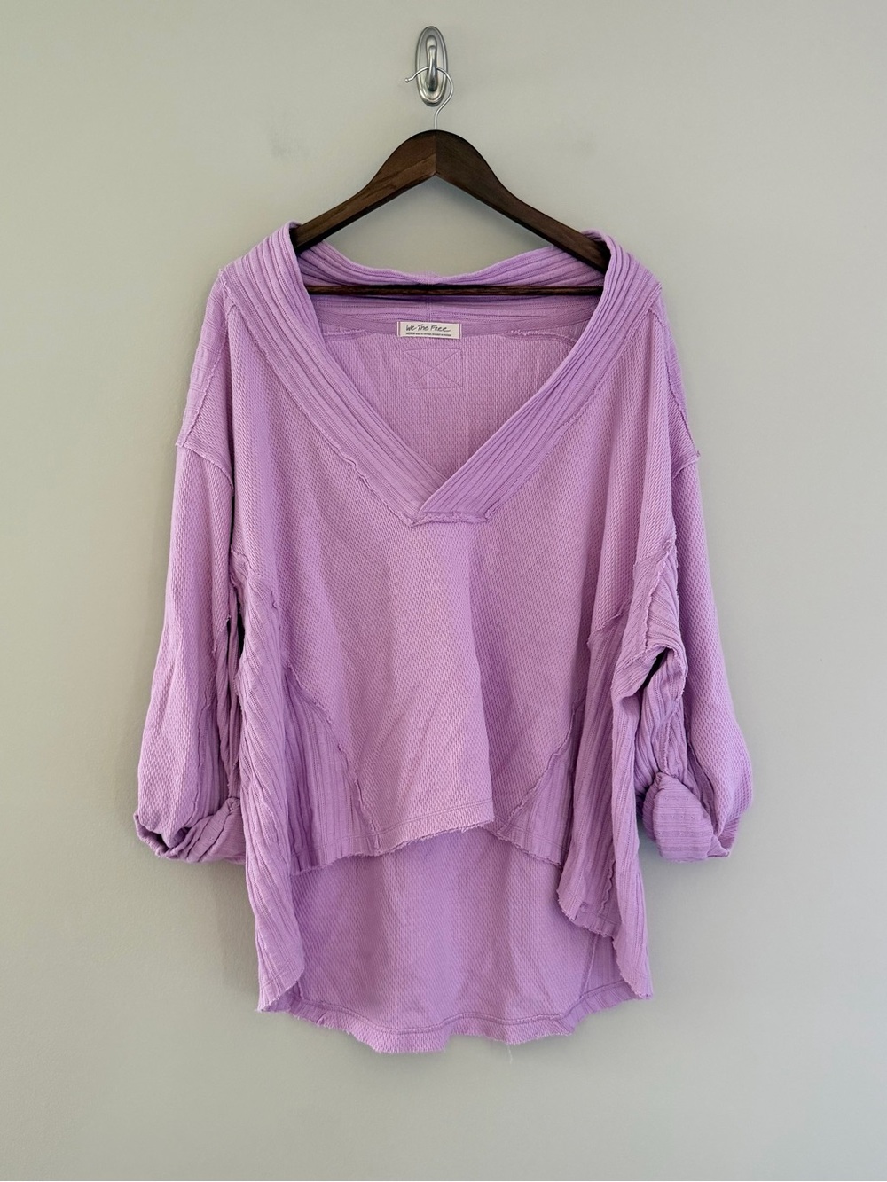 We The Free Oversized Thermal V-Neck Top | Lavender | Size: M